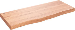 vidaXL - Wastafelblad - 100x40x(2-6) - cm - behandeld - massief - hout - lichtbruin