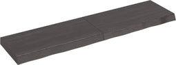 vidaXL - Wastafelblad - 120x30x(2-6) - cm - behandeld - massief - hout - donkerbruin