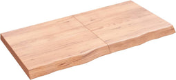 vidaXL - Wastafelblad - 120x60x(2-6) - cm - behandeld - massief - hout - lichtbruin