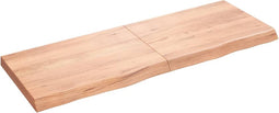 vidaXL - Wastafelblad - 140x50x(2-6) - cm - behandeld - massief - hout - lichtbruin