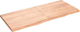 vidaXL - Wastafelblad - 140x60x(2-4) - cm - behandeld - massief - hout - lichtbruin