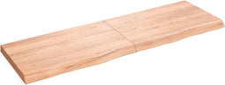 vidaXL - Wastafelblad - 160x50x(2-6) - cm - behandeld - massief - hout - lichtbruin