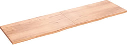 vidaXL - Wastafelblad - 220x60x4 - behandeld - massief - hout - lichtbruin