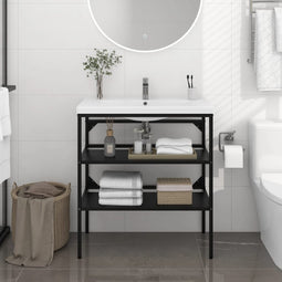 vidaXL - Wastafelframe - 79x38x83 - cm - ijzer - zwart