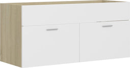 vidaXL - Wastafelkast - 100x38,5x46 - cm - spaanplaat - wit - en - sonoma - eikenkleur