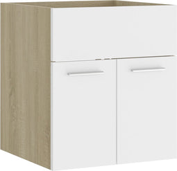 vidaXL - Wastafelkast - 41x38,5x46 - cm - spaanplaat - wit - en - sonoma - eikenkleur
