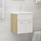 vidaXL - Wastafelkast - 41x38,5x46 - cm - spaanplaat - wit - en - sonoma - eikenkleur