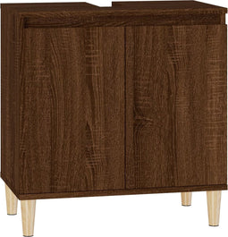 vidaXL - Wastafelkast - 58x33x60 - cm - bewerkt - hout - bruin - eikenkleur