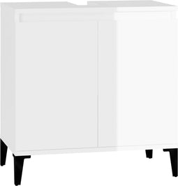 vidaXL - Wastafelkast - 58x33x60 - cm - bewerkt - hout - hoogglans - wit