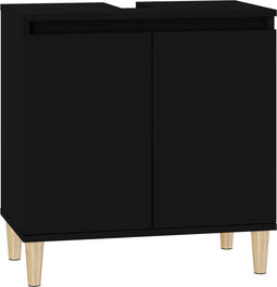 vidaXL - Wastafelkast - 58x33x60 - cm - bewerkt - hout - zwart