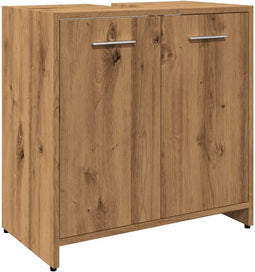 vidaXL - Wastafelkast - 60x33x60 - cm - bewerkt - hout - artisanaal - eikenkleurig