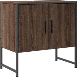 vidaXL - Wastafelkast - 60x33x60 - cm - bewerkt - hout - bruin - eikenkleurig