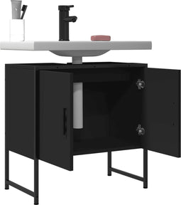 vidaXL - Wastafelkast - 60x33x60 - cm - bewerkt - hout - zwart
