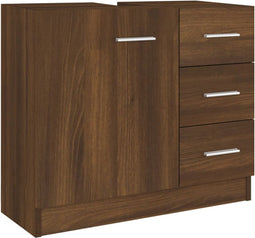 vidaXL - Wastafelkast - 63x30x54 - cm - bewerkt - hout - bruin - eikenkleur