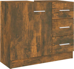 vidaXL - Wastafelkast - 63x30x54 - cm - bewerkt - hout - gerookt - eikenkleurig