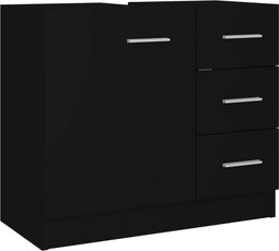 vidaXL - Wastafelkast - 63x30x54 - cm - bewerkt - hout - zwart