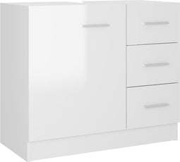 vidaXL - Wastafelkast - 63x30x54 - cm - spaanplaat - hoogglans - wit