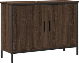 vidaXL - Wastafelkast - 80x30x60 - cm - bewerkt - hout - bruin - eikenkleurig