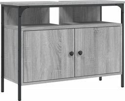 vidaXL - Wastafelkast - 80x30x60 - cm - bewerkt - hout - grijs - sonoma - eikenkleurig