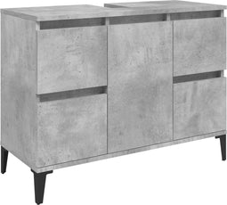 vidaXL - Wastafelkast - 80x33x60 - cm - bewerkt - hout - betongrijs