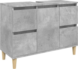 vidaXL - Wastafelkast - 80x33x60 - cm - bewerkt - hout - betongrijs