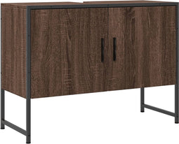 vidaXL - Wastafelkast - 80x33x60 - cm - bewerkt - hout - bruin - eikenkleurig