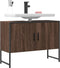 vidaXL - Wastafelkast - 80x33x60 - cm - bewerkt - hout - bruin - eikenkleurig