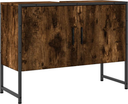 vidaXL - Wastafelkast - 80x33x60 - cm - bewerkt - hout - gerookt - eikenkleurig