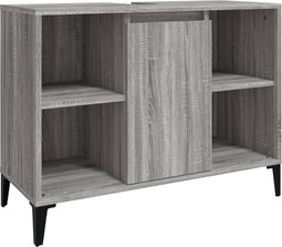 vidaXL - Wastafelkast - 80x33x60 - cm - bewerkt - hout - grijs - sonoma - eikenkleurig
