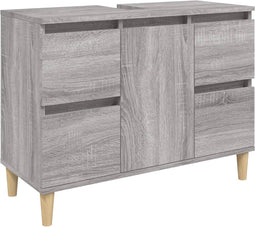 vidaXL - Wastafelkast - 80x33x60 - cm - bewerkt - hout - grijs - sonoma - eikenkleurig