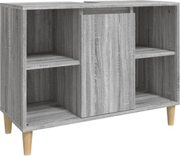 vidaXL - Wastafelkast - 80x33x60 - cm - bewerkt - hout - grijs - sonoma - eikenkleurig