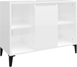 vidaXL - Wastafelkast - 80x33x60 - cm - bewerkt - hout - hoogglans - wit