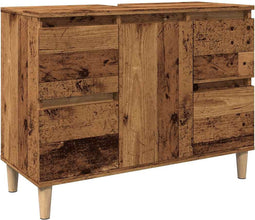 vidaXL - Wastafelkast - 80x33x60 - cm - bewerkt - hout - oud - houtkleurig
