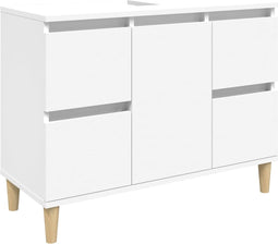vidaXL - Wastafelkast - 80x33x60 - cm - bewerkt - hout - wit