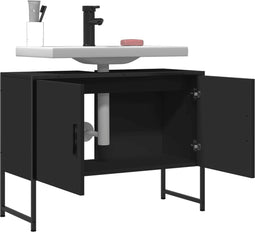 vidaXL - Wastafelkast - 80x33x60 - cm - bewerkt - hout - zwart