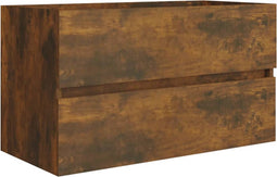 vidaXL - Wastafelkast - 80x38,5x45 - cm - bewerkt - hout - gerookt - eikenkleurig