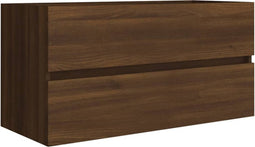 vidaXL - Wastafelkast - 90x38,5x45 - cm - bewerkt - hout - bruineikenkleurig