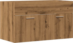 vidaXL - Wastafelkast - 90x38,5x46 - cm - bewerkt - hout - artisanaal - eikenkleur