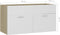 vidaXL - Wastafelkast - 90x38,5x46 - cm - bewerkt - hout - wit - en - sonoma - eiken