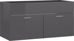 vidaXL - Wastafelkast - 90x38,5x46 - cm - spaanplaat - hoogglans - grijs