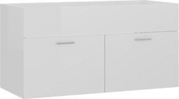vidaXL - Wastafelkast - 90x38,5x46 - cm - spaanplaat - hoogglans - wit