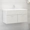 vidaXL - Wastafelkast - 90x38,5x46 - cm - spaanplaat - hoogglans - wit