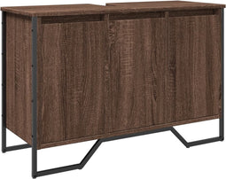 vidaXL - Wastafelkast - 91x35x60 - cm - bewerkt - hout - bruin - eikenkleurig