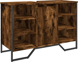 vidaXL - Wastafelkast - 91x35x60 - cm - bewerkt - hout - gerookt - eikenkleurig
