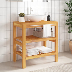 vidaXL - Wastafelkast - met - 2 - schappen - 74x45x75 - cm - massief - hout