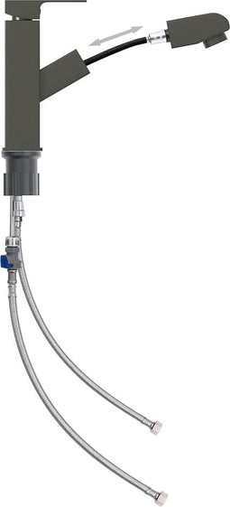 vidaXL - Wastafelkraan - met - uittrekfunctie - 157x172 - mm - grijs