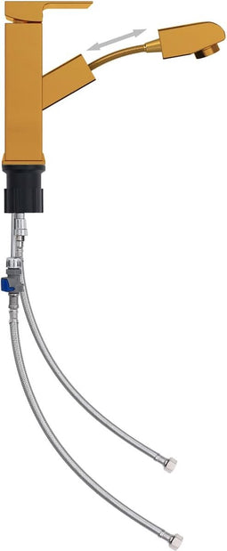 vidaXL - Wastafelkraan - met - uittrekfunctie - 157x172 - mm - goudkleurig