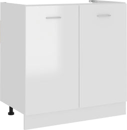vidaXL - Wastafelonderkast - 80x46x81,5 - cm - bewerkt - hout - hoogglans - wit