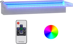 vidaXL - Watervaloverlaat - met - RGB - LED's - 45 - cm - roestvrij - staal