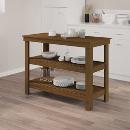 vidaXL - Werkbank - 110,5x50x80 - cm - massief - grenenhout - honingbruin
